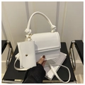 Bolso bandolera de cuero sintético blanco con asa anudada y pequeño estuche a juego - Blanco