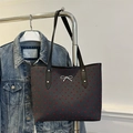 Dark grey tote bag with red heart embroidery and silver bow detail for women - Heart