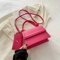 Conjunto de bolso bandolera rosa con estuche a juego y detalles metálicos dorados - rosa intenso