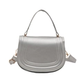 Bolso de montura plateado con asa superior y correa cruzada en fondo blanco - Plateado