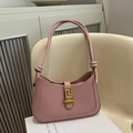 Rosa Halbmond-Achseltasche mit goldener Metallschnalle und Knotengriffen für den Sommer - Rosa