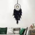 Atrapasueños negro artesanal con árbol de la vida de cuentas y colgantes de plumas - Sin Luz (Árbol de Noche)