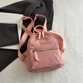 Mini zaino in nylon rosa con spallacci regolabili e tasche multiple per il viaggio - Rosa