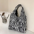 Minimalistische canvas draagtas met een opvallend zebrapatroon en een grote capaciteit - Zebra Print
