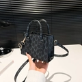 Borsa a tracolla nera con stampa a motivo M grigio e eleganti dettagli dorati - Nero