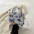 Sac bandoulière blanc à imprimé papillon avec motifs d'étoiles et sangle réglable - Bleu