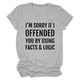 Detail of grey cotton T-shirt featuring black Facts & Logic text and rolled sleeve cuffs - Light Gray (Black Font)