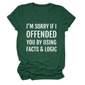 Flat lay of dark green crew neck t-shirt with I'M SORRY slogan print and rolled sleeves - Retro Green (White Font)