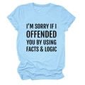 Light blue crew neck cotton T-shirt featuring bold black slogan and casual rolled sleeves - Light Blue (Black Font)