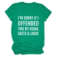 Flat lay of an emerald green cotton T-shirt with white I'M SORRY IF I OFFENDED YOU slogan - Dark Green (White Font)