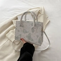 Petit sac carré blanc à imprimé papillons et constellations avec poignée supérieure - Vert
