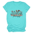 Détail du t-shirt turquoise avec imprimé floral Occupational Therapy et col rond - S / Bleu lac
