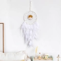 Acchiappasogni bianco boho con Albero della Vita e piume per decorazione da parete - Prodotto Finito Senza Luce / Bianco