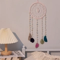 Atrapasueños de cuarzo rosa con rodajas de ágata natural para decoración del hogar - Cuarzo Rosa Ágata de Colores (Rodajas de Ágata Cuarzo Rosa)