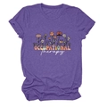 Détail du t-shirt Occupational Therapy violet chiné avec imprimé fleurs sauvages - S / Violet Chiné