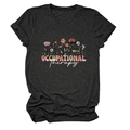Détail du t-shirt gris anthracite avec imprimé floral coloré pour l'ergothérapie - S / Gris Anthracite