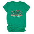 T-shirt vert Occupational Therapy avec motif graphique floral coloré à plat - S / Vert Émeraude