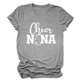Dettaglio della t-shirt grigio melange con stampa Cheer NANA e grafica megafono cheerleader - S / Grigio Scuro (Font Bianco)