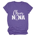 Detail of purple heather fabric t-shirt with Cheer NANA print and megaphone graphic - Purple (White Font)