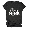 Detail of grey heather t-shirt featuring Cheer NANA white graphic print and crew neck - Heather Gray (White Font)