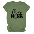 Sage green crew neck short sleeve T-shirt with Cheer NANA graphic print and rolled sleeves - Olive Green (Black Font)