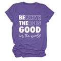 Détail du t-shirt à col rond en violet chiné avec un slogan imprimé en blanc - S / Violet (Police Blanche)