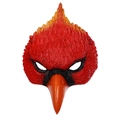 Maschera a testa di uccello rosso con piume realistiche per carnevale e cosplay - Taglia unica / Uccello Rosso