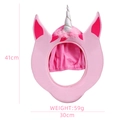 Pink unicorn plush party headwear with silver horn and 41cm height dimensions - One Size / Pink