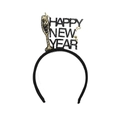 Cerchietto Happy New Year nero e oro con calice di champagne per feste di Capodanno 2025 - Taglia unica / Stile Bicchiere di Champagne Oro Nero (DAB22153)