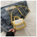 Mini borsa gialla e bianca con stampa ciliegie e tracolla regolabile in finitura pelle - Giallo