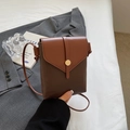 Mini borsa a tracolla vintage in pelle marrone bicolore con fibbia dorata elegante - caffè