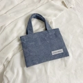 Borsa tote in velluto a coste blu con doppi manici e etichetta con logo per uso quotidiano - Grigio
