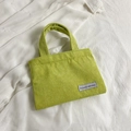 Borsa tote alla moda in velluto a coste verde brillante con doppi manici e logo - Verde