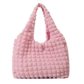 Rosa Schultertasche mit Popcorn-Textur und großem Fassungsvermögen im minimalistischen Design - Rosa