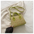 Sac à main en PU vert clair imprimé cerise avec double poignée et bandoulière réglable - Vert