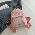 Mini zaino rosa con ricami floreali bianchi e dettagli in metallo dorato - Jacquard Floreale Piccolo Goffrato (0216202) / Rosa
