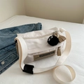 Off-white crossbody pillow bag with sports patch and black soot sprite plush charm - Without Pendant / White