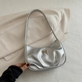 Sac à épaule argenté métallisé avec détail papillon et design plissé élégant - Argent