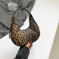 Retro leopard print half-moon hobo bag with gold hardware and trendy vintage design - Leopard Style