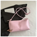 Minimalist pink synthetic leather crossbody bag with knot shoulder strap details - Pink
