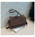 Brown suede minimalist tote bag with adjustable wide strap and thin round handle - Frosted Texture (Style 1) / Style 1 Coffee