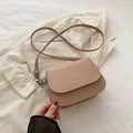 Minimalistische kleine beige crossbodytas van leer met Fashion Trend opdruk detail - Khaki
