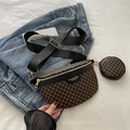 Set borsa da petto monogramma marrone e portamonete con tracolla regolabile - Nero