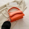 Fashionable bright orange minimalist top-handle handbag in smooth synthetic leather - Orange