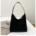 Borsa hobo nera con stampa leopardata, tracolla in pelle e grande capacità interna - Nero