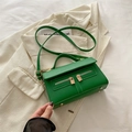 Retro minimalist crossbody square bag in emerald green with gold zipper accents - Green