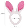 Hasenohren-Haarreif aus weißem Plüsch mit rosa Details für Ostern, 26cm hoch und 12cm breit - Rosa Plüsch Hasenohren Haarreif