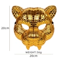 Goldene Leopardenmaske für Partys mit Metallic-Textur und elastischem Band auf Weiß - Einheitsgröße / Goldener Leopard