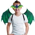 Set maschera da vampiro pipistrello e ali per bambini costume da festa di Halloween cosplay - Taglia unica / Set pipistrello verde per bambini