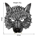 Wolfskopf Kostümmaske in Silber und Schwarz mit detaillierten Maßen und Gewichtsinfos - Einheitsgröße / Silberner Wolf Stil (HDB22189)